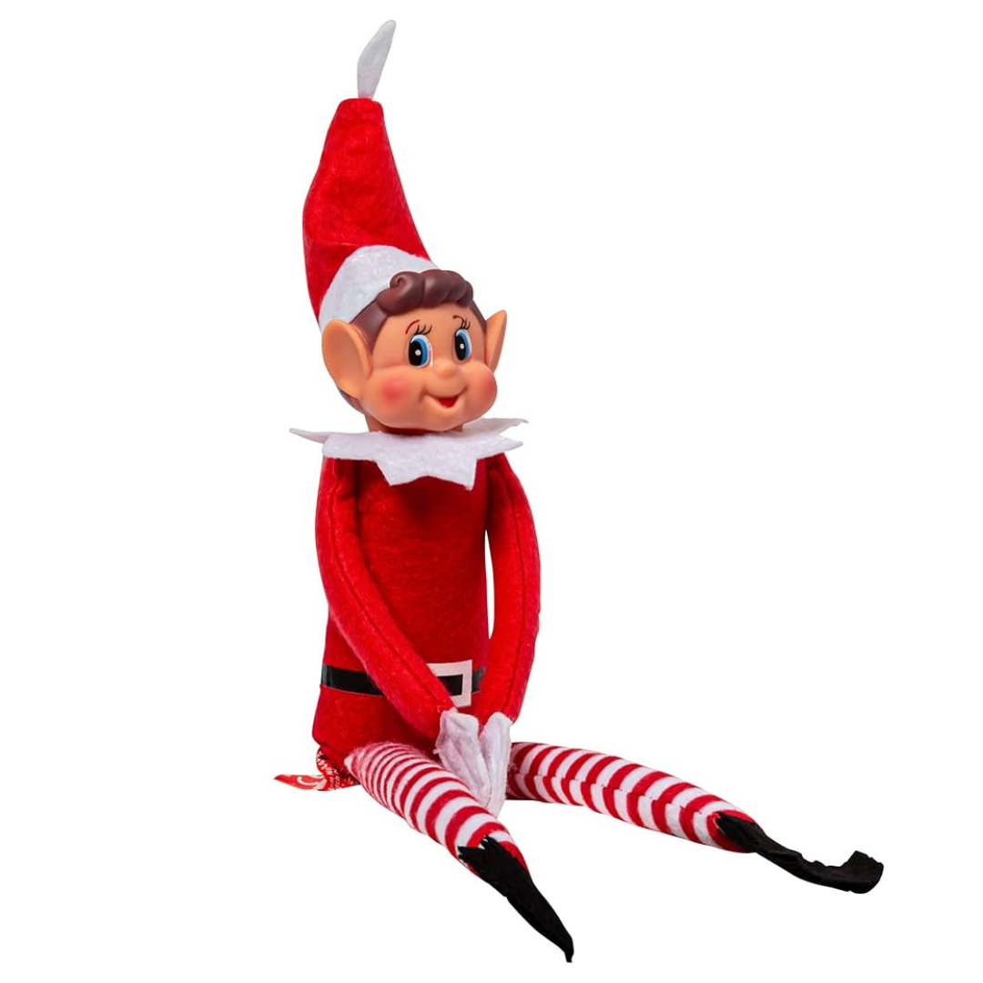 12" Red Long Leg Soft Body Vinyl Face Elf with Hat