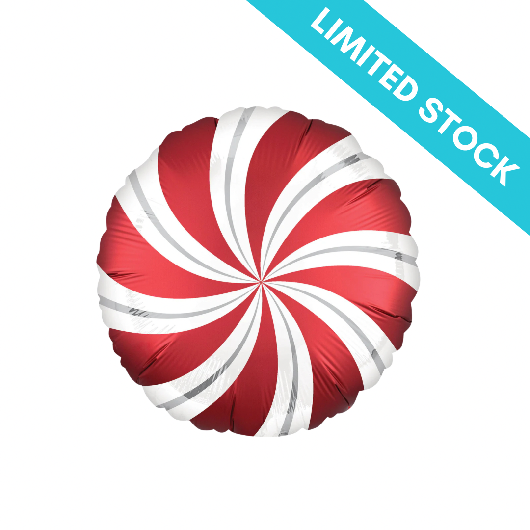 Anagram Red and White Candy Swirl Foil 18"