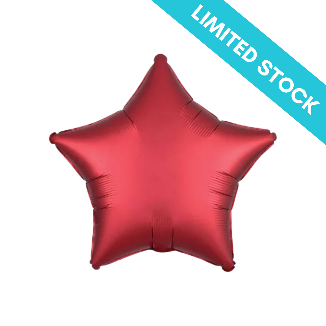 Amscan Silk Lustre Dark Red Star Foil Balloon 18"