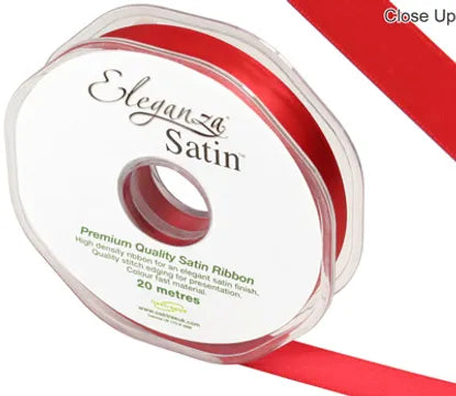 Eleganza Double Faced Satin 15mm x 20m Red